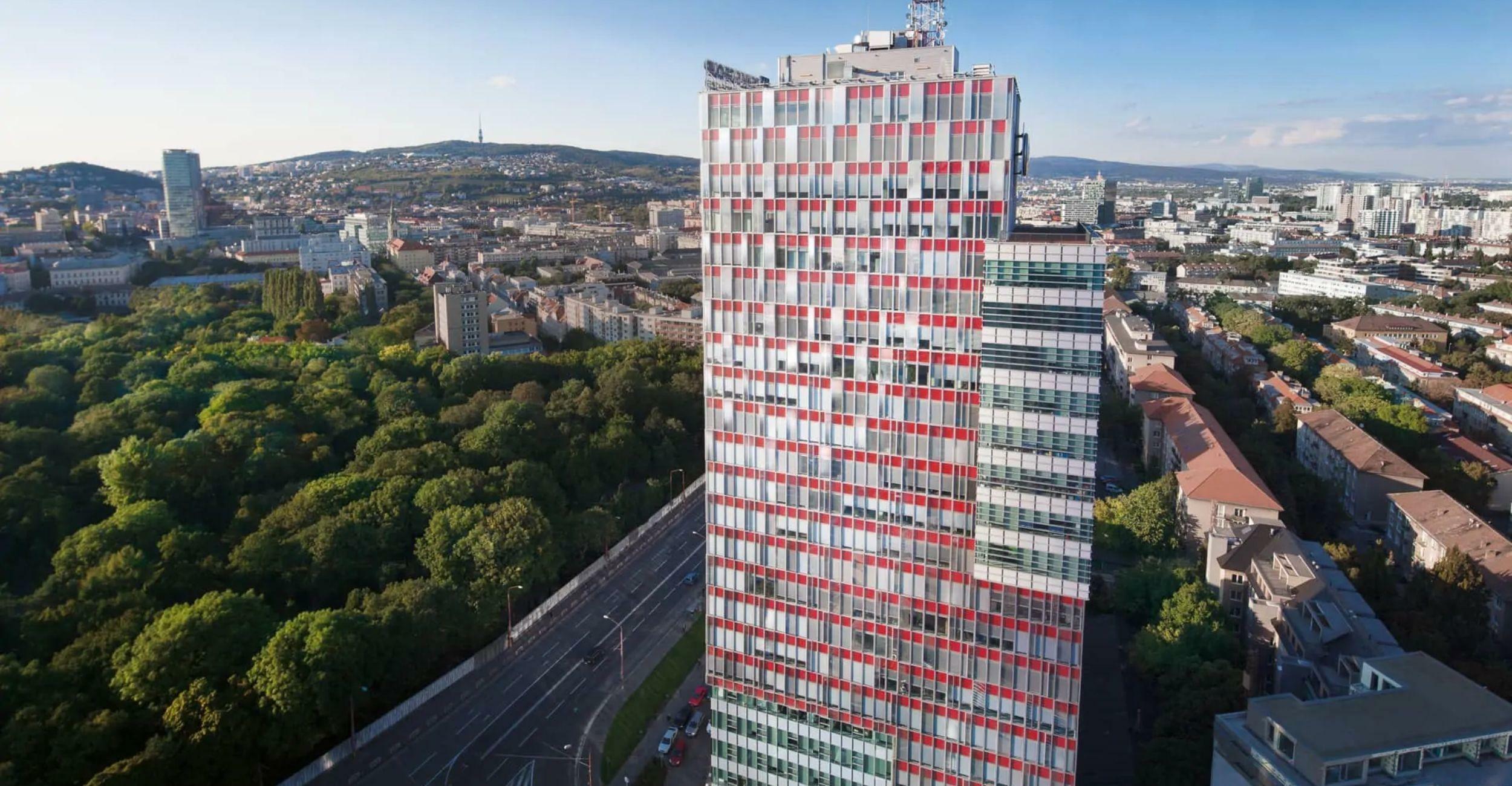 Whitestein engineering centre — aerial view across Bratislava